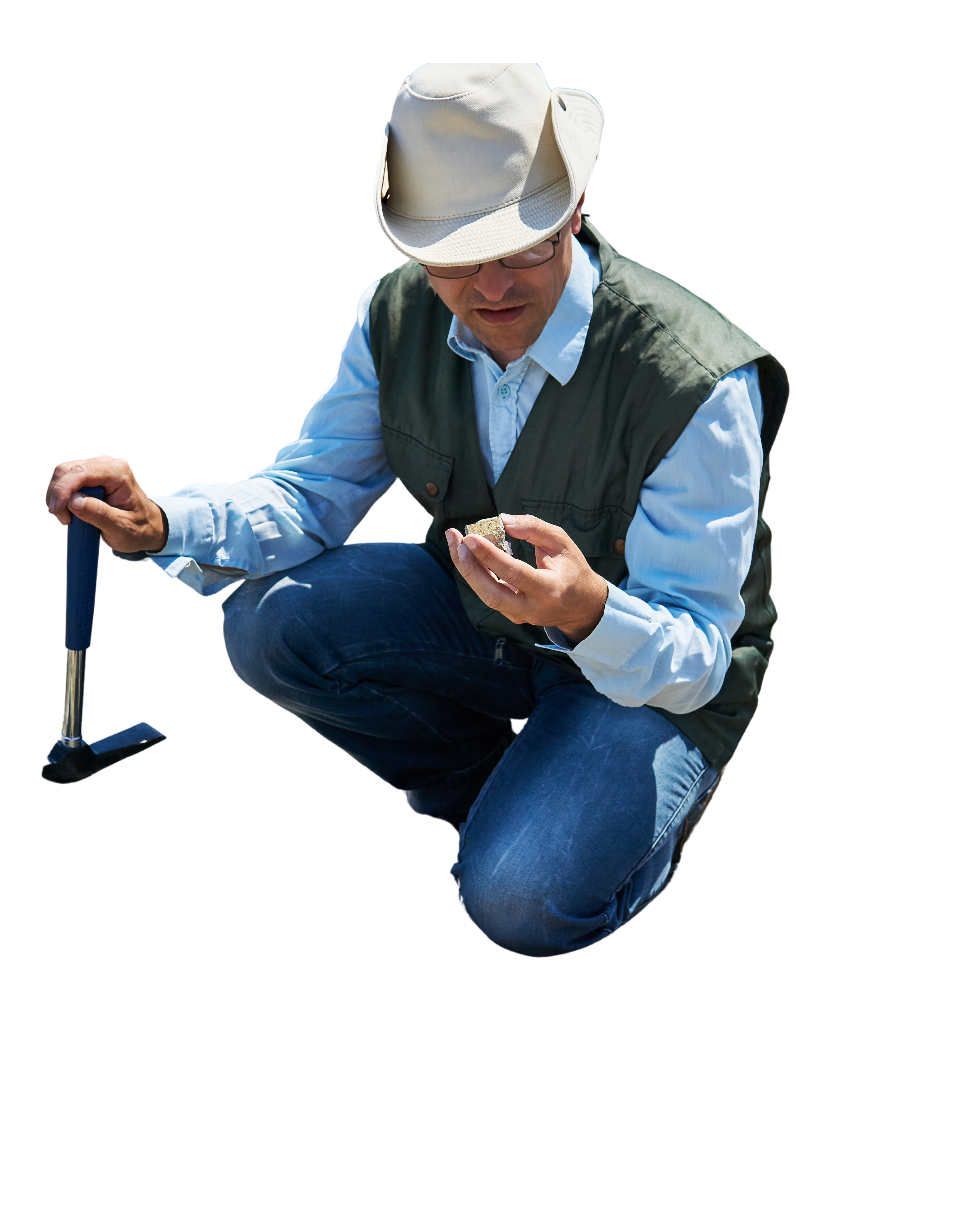 Geologist examining rock